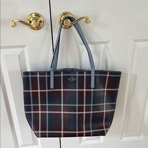 Kate Spade Blue and Red Tartan Tote